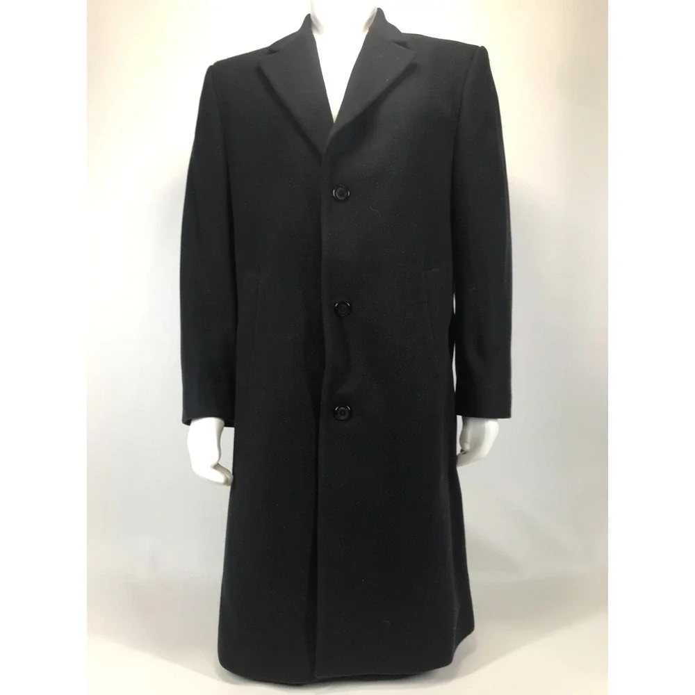 Michael Kors Mens Black Wool Blend Top Coat Over Coat Size 44R‎